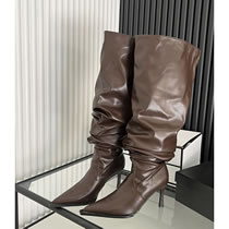 Fashion Brown High Heel Pleated Boots