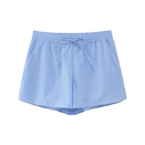 Fashion Blue Striped Lace-up Shorts