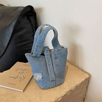 Fashion Light Blue Denim Large Capacity Handbag