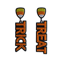 Fashion Orange Alloy Bead Woven Alphabet Earrings