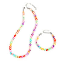 Fashion Colorful Shell Necklace Bracelet Set Colorful Shell Beaded Necklace Bracelet Set