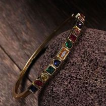 Fashion Gold Copper Inlaid Zirconia Square Heart Round Bracelet