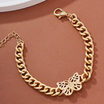 Fashion Gold Alloy Hollow Butterfly Chain Bracelet