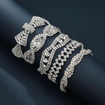 Fashion 5 Bracelet Sets Geometric Diamond Cutout Wrap Bow Bracelet Set