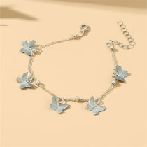 Fashion Silver Metal Butterfly Anklet
