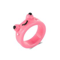 Fashion Pink Frog 6663 Cartoon Little Monster Resin Open Ring