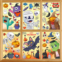 Fashion Set Bq209-211-212-213-214-216 Cartoon Halloween Printing Geometric Static Stickers