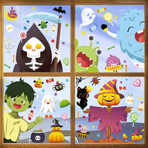 Fashion Set Bq223-224-225-226 Cartoon Halloween Printing Geometric Static Stickers