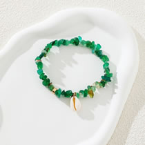 Fashion Green Geometric Stone Beaded Shell Anklet