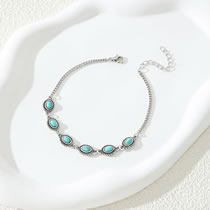 Fashion Silver Alloy Geometric Turquoise Anklet