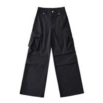 Fashion Black Straight-leg Cargo Trousers With Pockets