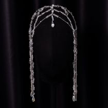 Fashion Silver Crystal Bead Mesh Tassel Hair Accessory