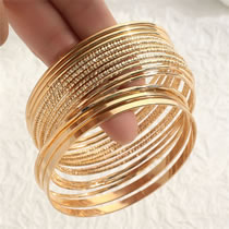 Fashion Gold Long Geometric Twist Round Bracelet Set