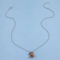 Fashion Silver Men's Flocked Bear Necklace