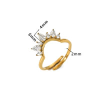 Fashion 10# Titanium Steel Inlaid Zirconium Geometric Split Ring