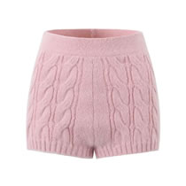 Fashion Pink Braided Straight-leg Shorts