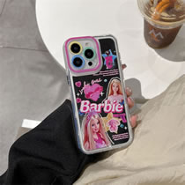 Fashion Cool Mirror Shell Pink Heart Star Barbie Sticker Tpu Barbie Print Iphone Case