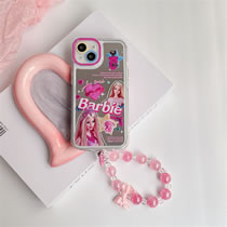 Fashion Shell+bead Chain Tpu Barbie Print Iphone Case + Beaded Bow Mobile Phone Chain