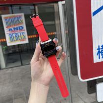 Fashion Red Belt Plastic Square Dial Watch (with Battery)