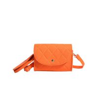 Fashion Orange Felt Diamond Flap Crossbody Bag