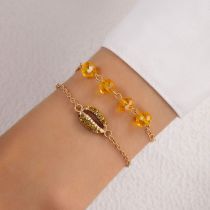 Fashion Gold Alloy Diamond Geometric Shell Crystal Bracelet Set