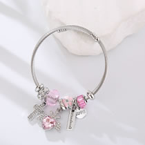 Fashion Pink Alloy Diamond Heart Cross Flower Multi-element Bracelet