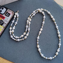 Fashion 2# Pearl Gold Bead Beaded Phone Chain