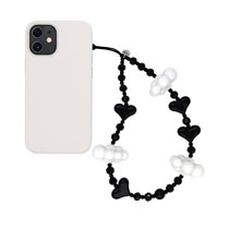 Fashion Black Geometric Beaded Heart Cloud Phone Chain