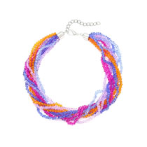 Fashion Mixed Color Multicolored Crystal Beaded Woven Layer Necklace