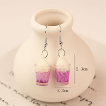 Fashion Purple Resin Ice Cream Sundae Faux Earrings