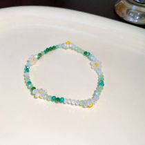 Fashion Bracelet - Green Crystal Beaded Flower Bracelet