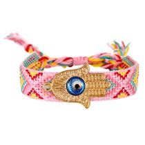 Fashion Color 4 Alloy Resin Palm Eye Woven Pattern Bracelet