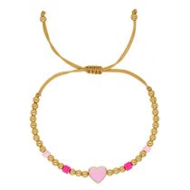 Fashion Gold Copper Beads Beaded Drip Oil Heart Bracelet