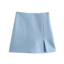 Fashion Blue Polyester Slit Culottes