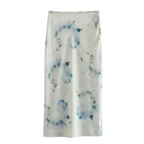 Fashion Blue Polyester Tie-dye Skirt