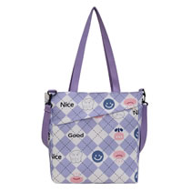 Fashion Purple Oxford Cloth Printed Diamond Large Capacity Messenger Bag