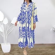 Fashion Light Blue Polyester Print Dress