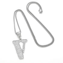 Fashion Silver Alloy Diamond V-shaped Men's Necklace
