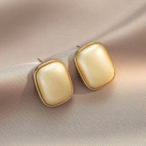 Fashion Gold Copper Geometric Square Stud Earrings