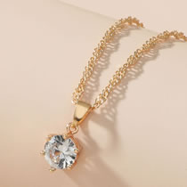 Fashion Gold Copper Inlaid Zirconia Round Necklace