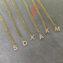 Fashion F Titanium Steel Diamond 26 Alphabet Necklace