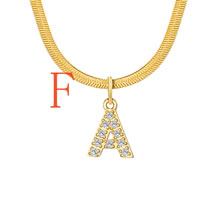 Fashion 2#f Titanium Steel Diamond 26 Alphabet Snake Bone Chain Necklace
