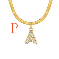 Fashion 2#p Titanium Steel Diamond 26 Alphabet Snake Bone Chain Necklace
