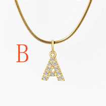 Fashion 3#b Titanium Steel Diamond 26 Alphabet Necklace