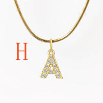 Fashion 3#h Titanium Steel Diamond 26 Alphabet Necklace