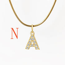 Fashion 3#n Titanium Steel Diamond 26 Alphabet Necklace