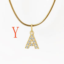 Fashion 3#y Titanium Steel Diamond 26 Alphabet Necklace