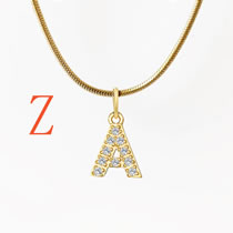 Fashion 3#z Titanium Steel Diamond 26 Alphabet Necklace