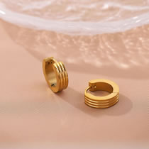 Fashion Golden Interval Stainless Steel Brushed Round Earrings