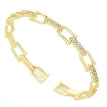 Fashion Gold Zirconia Geometric Cuff Bracelet In Copper